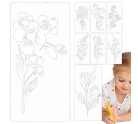 Pochoirs pour peinture sur bois - Modèles de dessin de fleurs réutilisables | Pochoirs floraux pour murs - Pour projets d'art en bois, mur, sol, toile, tissu, porte en papier
