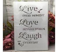 Pochoirs pour peinture sur murs, 29 x 21 cm, format A4 « Love Live Laugh », réutilisable, pour le dessin, la peinture, les travaux manuels, le scrapbooking, la décoration de la maison, style A