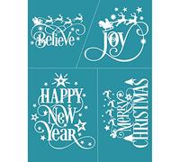 Pochoirs pour sérigraphie « Happy New Year » faits à la main - Pochoir décoratif en soie pour impression de lettres pour panneaux réutilisables