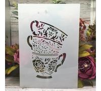 Pochoirs pour travaux manuels, format A4 29 cm, motif tasse à thé, café, pochoirs réutilisables, pochoirs pour peinture sur bois, pochoirs muraux, pochoirs pour peinture sur roche style A