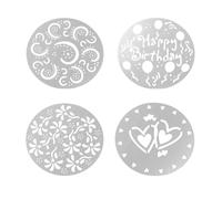 Pochoirs pour travaux manuels réutilisables, pochoirs pour gâteaux d'anniversaire, modèles d'impression de gâteaux en gaufrage, fournitures de décoration cupcakes pour fête mariage, 4 pièces, f