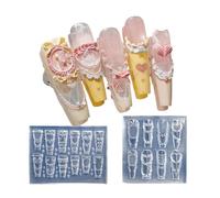 Pochoirs professionnels artistiques en dentelle crème, petits accessoires, moule décoratif pour la décoration de la manucure, salon, décoration en silicone