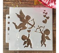 Pochoirs réutilisables - 14 x 13 cm - Motif ange Cupidon - Pour peinture sur bois, mur, toile, tissu, roche, porche, panneau - Projets artistiques