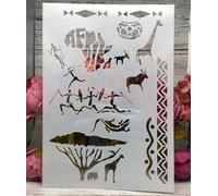 Pochoirs réutilisables - 29 x 21 cm - Afrique sauvage - Pochoirs à dessin pour bricolage, artisanat, mur, toile, meubles, scrapbooking, décoration d'intérieur