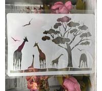 Pochoirs réutilisables - 29 x 21 cm - Motif éléphants d'Afrique sauvage - Pour bricolage, artisanat, mur, toile, meubles, scrapbooking, décoration d'intérieur, style B