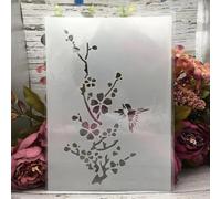 Pochoirs réutilisables - 29 x 21 cm - Pochoirs à dessin d'oiseaux de prunier pour bricolage, artisanat, mur, toile, meubles, scrapbooking, décoration de la maison