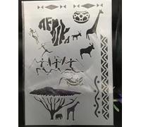 Pochoirs réutilisables A4 - 29 x 21 cm - Motif animaux sauvages de l'Afrique - Pochoirs réutilisables pour peinture sur bois, toile, sol, mur, carrelage, tissu, meubles, projets artistiques