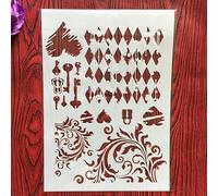 Pochoirs réutilisables A4 - 29 x 21 cm - Motif clé d'amour - Pochoir floral pour peinture sur meubles en bois, décoration de sol, fournitures de bricolage