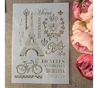 Pochoirs réutilisables A4 29 x 21 cm Motif fleurs de Paris Pour travaux manuels, dessins sur bois, mur, toile, meubles, sol, décoration d'intérieur Style F