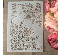 Pochoirs réutilisables A4 29 x 21 cm Motif fleurs de Paris Pour travaux manuels, dessins sur bois, mur, toile, meubles, sol, décoration d'intérieur Style A