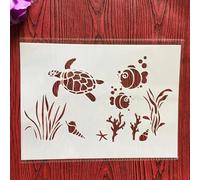 Pochoirs réutilisables A4 29 x 21 cm Pochoir tortue poisson rouge pour peinture sur meubles en bois, décoration de sol, fournitures de bricolage