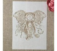 Pochoirs réutilisables A4 de 29 cm, motif mandala éléphant et grandes oreilles pour peinture sur bois, porche, porte d'entrée, décoration murale d'intérieur