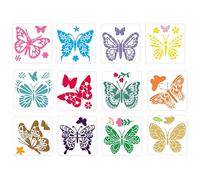 Pochoirs Réutilisables en Forme de Papillon, 12 Pièces Pochoirs de Peinture en Plastique Réutilisables Pochoir de Dessin de Peinture Pochoir Meuble pour Décoration Journal Scrapbooking Mur