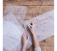 Pochoirs réutilisables personnalisables Ginger Ray - Lot de 6 - Lettres, chiffres et mots - Idéal pour mariage