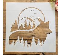 Pochoirs réutilisables pour peinture, 30 x 30 cm, motif grand loup, forêt, lune, bricolage pour peinture sur bois, toile, sol, mur, carrelage, tissu, meubles