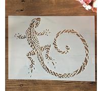 Pochoirs réutilisables pour peinture, 35 x 26 cm, grande queue mandala, lézard, pochoirs de superposition pour peinture sur bois, toile, sol, mur, carrelage, tissu, meubles