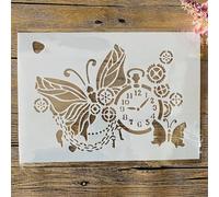 Pochoirs réutilisables pour peinture, format A4 29 cm, horloge papillon, pochoirs à superposer soi-même pour peinture sur bois, toile, sol, mur, carrelage, tissu, meubles