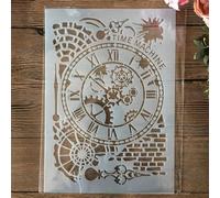 Pochoirs réutilisables pour peinture, format A4, 29 cm, vintage, horloge clé, bricolage, pochoirs pour peinture sur bois, toile, tissu, mur, meubles, décoration d'intérieur