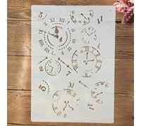 Pochoirs réutilisables pour peinture, format A4, 29 cm, vintage, horloge clé, bricolage pour peinture sur bois, toile, sol, mur, carrelage, tissu, meubles E