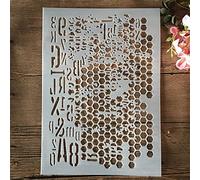 Pochoirs réutilisables pour peinture, format A4, 29 x 21 cm, cercles hexagonaux, chiffres, pour peinture sur bois, toile, sol, mur, carrelage, tissu, meubles style A