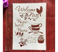 Pochoirs réutilisables pour peinture sur bois, format A2, 42 x 59,4 cm, café - Pochoirs de superposition réutilisables pour peinture, loisirs créatifs, décoration d'intérieur, scrapbooking, coloriage
