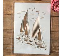 Pochoirs réutilisables pour peinture sur bois, format A4, 29 cm, motif bateau à deux voiles marines, pochoirs pour travaux manuels, pochoirs muraux réutilisables