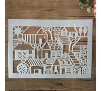 Pochoirs réutilisables pour peinture sur bois, format A4, 29 cm, motif maison rurale, campagne