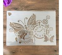 Pochoirs réutilisables pour peinture sur bois, format A4, 29 x 21 cm, motif montre papillon, pochoirs réutilisables pour peinture, loisirs créatifs, décoration d'intérieur, scrapbooking, coloriage