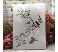 Pochoirs réutilisables pour peinture sur les murs, 29 x 21 cm, format A4, motif pêche, fleur, oiseau, loisirs créatifs, papier peint, scrapbooking, décoration de la maison