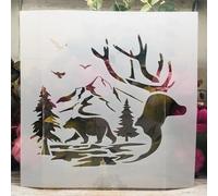 Pochoirs réutilisables pour peinture sur les murs, 30 x 30 cm, ours, cerf, forêt, oiseau, dessin, peinture, travaux manuels, scrapbooking, décoration d'intérieur