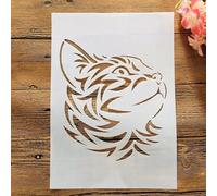 Pochoirs réutilisables pour travaux manuels, format A4, 29 x 21 cm, tête de chat mignon, pour peinture sur bois, toile, papier, tissu, meubles, roche, pochoirs muraux