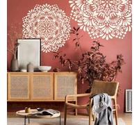 Pochoirs ronds de 80 cm pour décoration murale - Motif mandala - Réutilisables - Pour peindre sur le mur - Grands meubles - Plâtre - Portable - Motifs de réfrigérateur