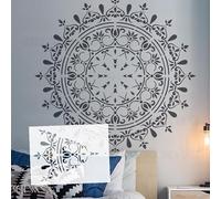 Pochoirs ronds de 90 cm Mandala - Grande fleur géante - Pour murs - Modèles de décoration murale - Réutilisables - S527