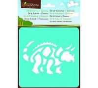 Avenue Mandarine Pochoirs 42449MD – 6 pochoirs 15x15 cm, notice incluse, dès 3 ans – Dinosaures