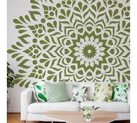 Pochoirs traditionnels géants mandalas géants de 150 cm avec grande fleur ronde pour murs sur le mur à peindre, décorer, réutilisable, modèle décoratif pour meubles, taille L