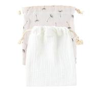 Pochon Coton Sac de rangement en coton for maman, 2 pièces, pochette suspendue en mousseline for serviette et couches, sac à couches en gaze avec cordon de serrage(Style-02,M)