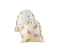 Pochon Coton Sac de rangement en coton for maman, 2 pièces, pochette suspendue en mousseline for serviette et couches, sac à couches en gaze avec cordon de serrage(Style-08,18X22 cm)