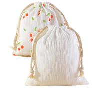 Pochon Coton Sac de rangement en coton for maman, 2 pièces, pochette suspendue en mousseline for serviette et couches, sac à couches en gaze avec cordon de serrage(Style-06,18X22 cm)
