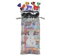 Pochon de Noël en résille gris garni de 60 chocolats Célébrations, Milka, Kinder Schokobons et Mini Bueno, Daim | Un cadeau Original pour gâter les Gourmands à Noël