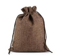 Pochon Jute avec Cordon 10Pcs Packaging Bags for Gift Linen Bags Jewelry Display Wedding Sack Burlap Bag DIY Jute Bags Gift Drawstring Pouch Gift Bag(Color:Deep Coffee,Size:15x20CM)
