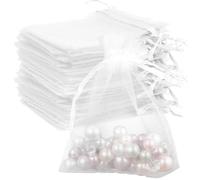 Pochon Organza Blanc - Sachet pour Dragées Mariage et Bijoux - Pochette Cadeau Bonbon (8×10cm, 100 Pièces)