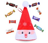 Pochon Père Noël garni de 40 chocolats assortis : Célébrations, Milka, Kinder Schokobons et Mini Bueno, Daim | Un cadeau Original pour gâter les Gourmands à Noël