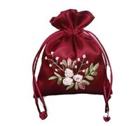 Pochon Tissu Lot De 10 Sachets À Bonbons Brodés Avec Cordon De Serrage, For Parfums, Épices, Bijoux(Red1)