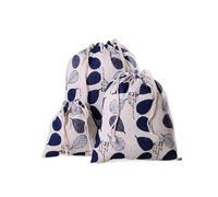 Pochon Tissu Sac à cordon en coton et lin, imprimé de plantes à fleurs, cadeau de noël, pochette de rangement for pièces de monnaie, bonbons, clés, organisateur de bijoux cosmétiques de voyage(Color-2