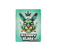 Pochon Weed Design Premium | 50pcs Sachets Zip Refermables 12.5x9.5cm | Pochettes Étanches Anti-Odeur pour Herbes, Épices, Thé, Café | Fermeture Hermétique Résistante (BUNNY BLAZE)