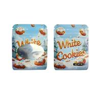 Pochon Weed Design Premium | 50pcs Sachets Zip Refermables 6cm x 8cm | Pochettes Étanches Anti-Odeur pour Herbes, Épices, Thé, Café | Fermeture Hermétique Résistante (4 Whites Cookies 6x8 cm)