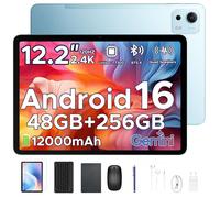 POCKAM P12 PLUS Tablette Tactile Android 16 12,2"" 2,4K 120Hz 12000mAh 48Go+256Go 13MP+8MP Quatre Haut-parleurs Gemini AI - Bleu