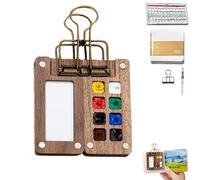 Pocket Artist Mini Watercolour Travel Paint Set with 8 Grids Wooden Palette