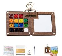 Pocket Artist Watercolour Travel Set，mini Watercolour Paint Set Travel，travel Watercolour Set，pocket Watercolour Set，tiny Painting Set，watercolour Paint Palette，8 Grids Wooden Travel Paint Palette