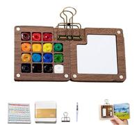 Pocket Artist Watercolour Travel Set，mini Watercolour Paint Set Travel，travel Watercolour Set，pocket Watercolour Set，tiny Painting Set，watercolour Paint Palette，8 Grids Wooden Travel Paint Palette